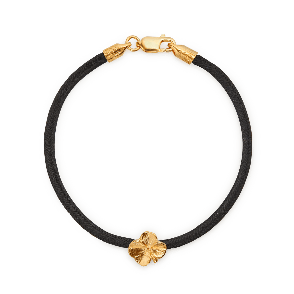 Flora Danica Firkløver Silke Armbånd Sort - Forgyldt – 907.FLC-SILK-BLACK-G-001
