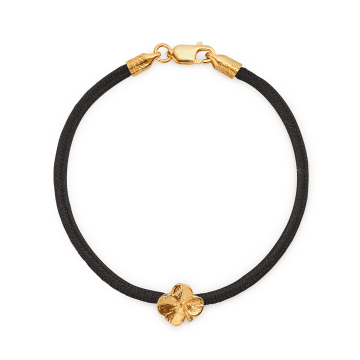 Flora Danica Firkløver Silke Armbånd Sort - Forgyldt – 907.FLC-SILK-BLACK-G-001