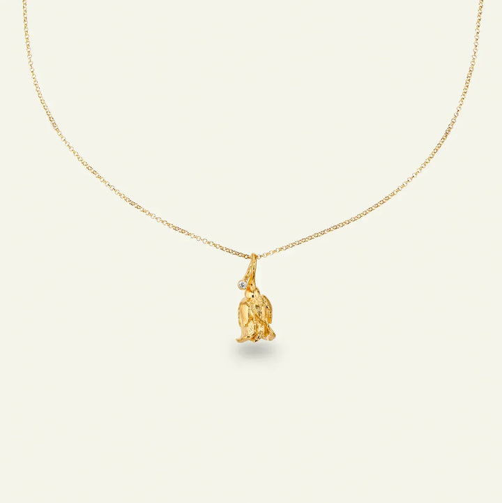 Flora Danica Rose Halskæde Med Diamant – ROS-Ne-G