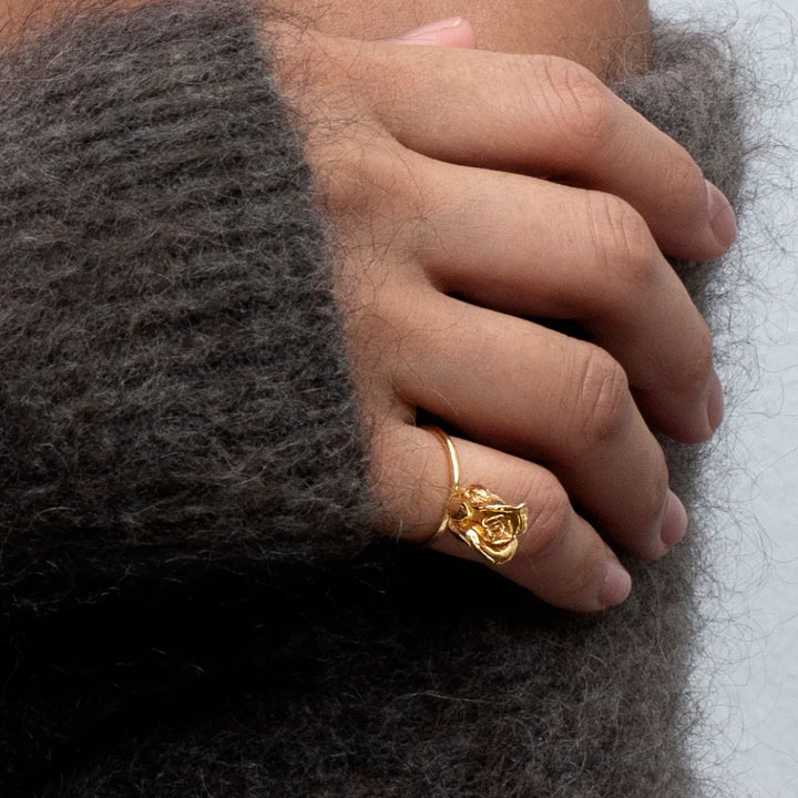 Flora Danica Rose Statement Ring Forgyldt – produktbillede 2