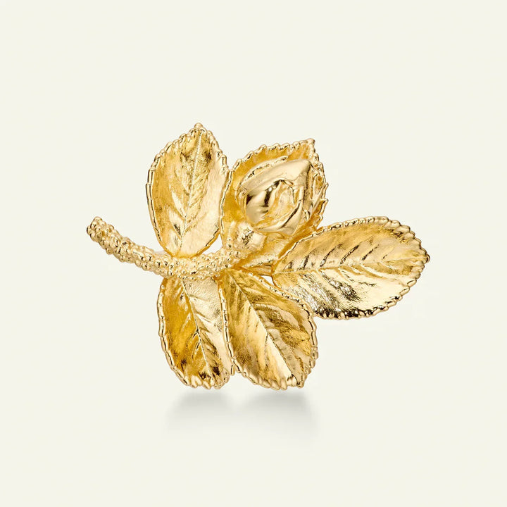 Flora Danica Rosenblad Broche Forgyldt – produktbillede 2