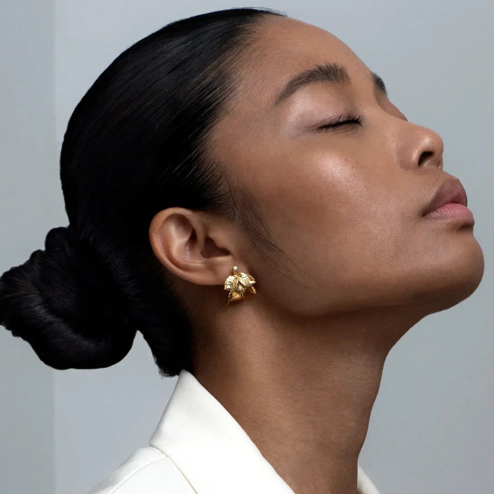 Flora Danica Rosenblad Hoops med Diamanter – produktbillede 2
