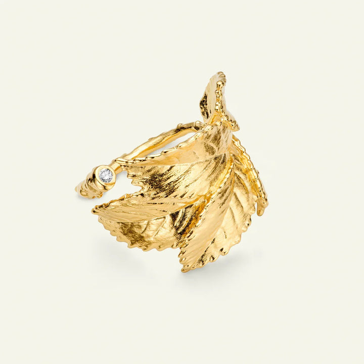 Flora Danica Rosenblad Statement Ring Med Diamant – produktbillede 2