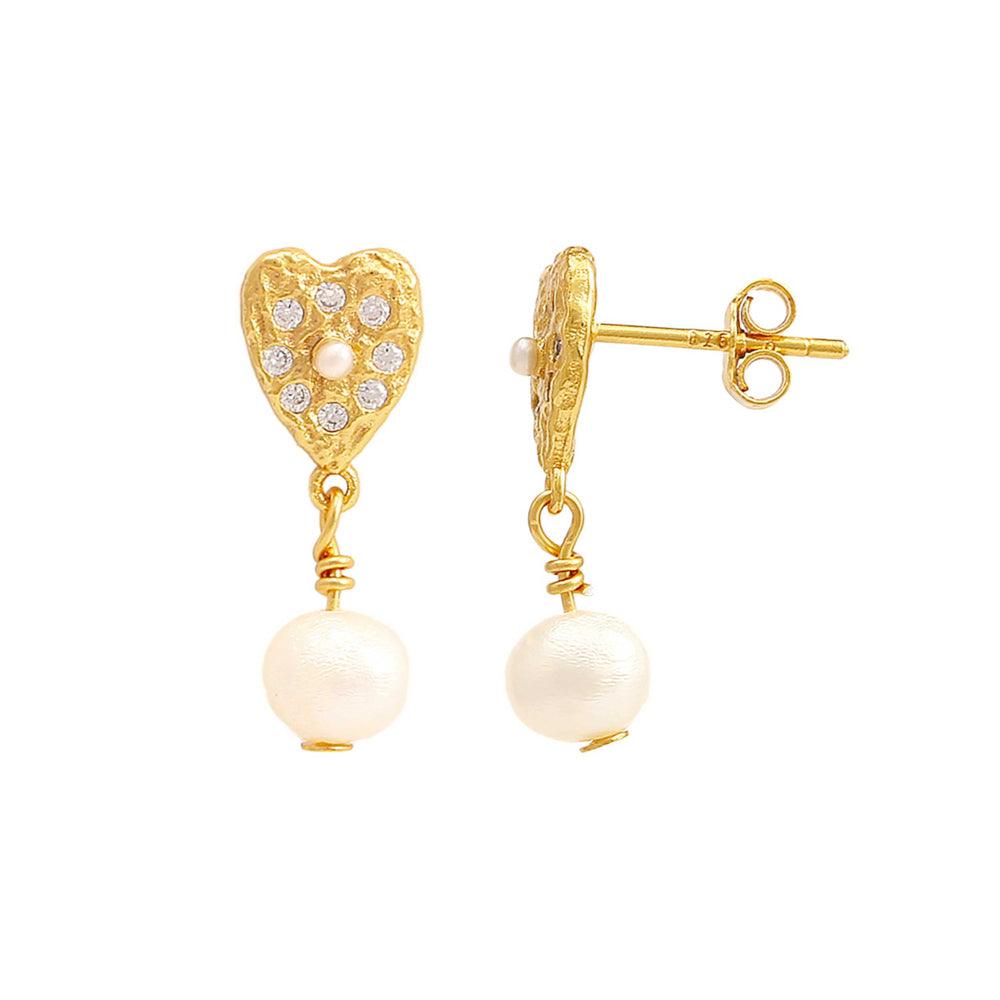 Hultquist Copenhagen Lucia Pearl Hjerte Øreringe – S08548G