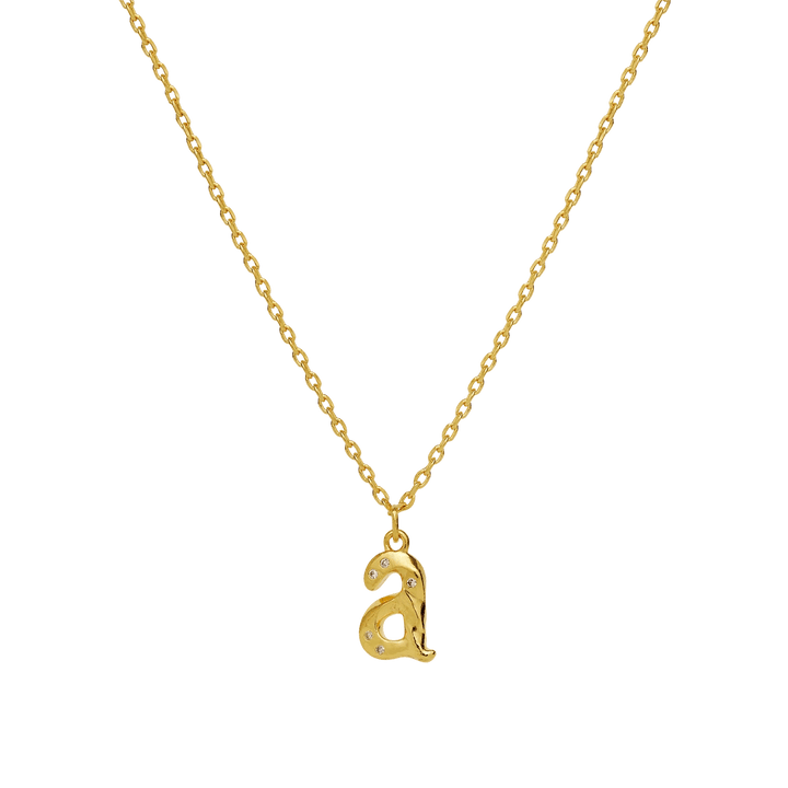 Maanesten Alphabet Letter Halskæde Forgyldt - Bogstavs Vedhæng A-Z – 2744A-001