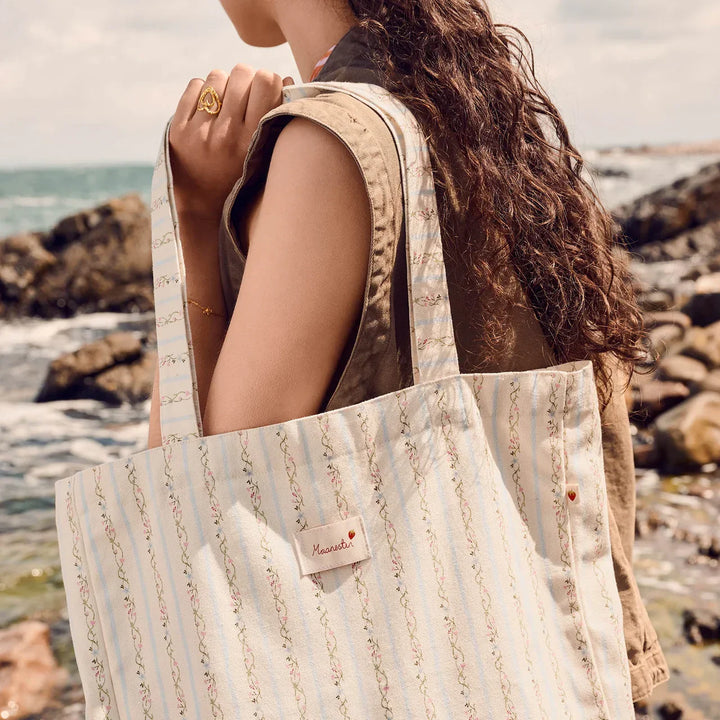 Maanesten Canvas Totebag Summer Stripes Blue – produktbillede 2