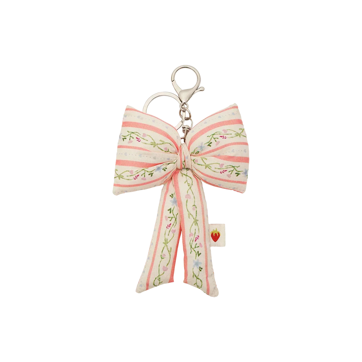 Maanesten Fabric Bow Nøglering – Summer Stripes Peach – 4112