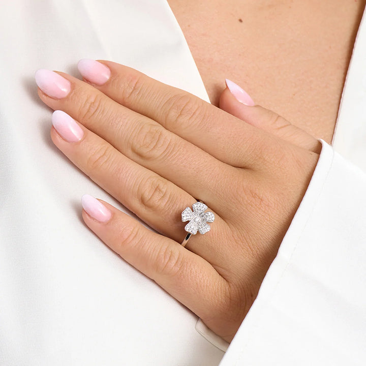 Mads Z Fleur Sølv Ring m. Pavésatte Zirkonia – 2147007-001