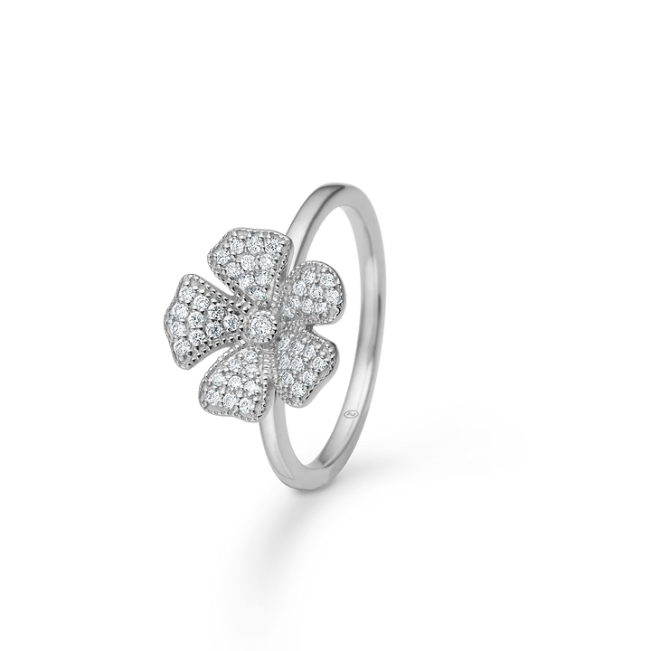 Mads Z Fleur Sølv Ring m. Pavésatte Zirkonia – produktbillede 2