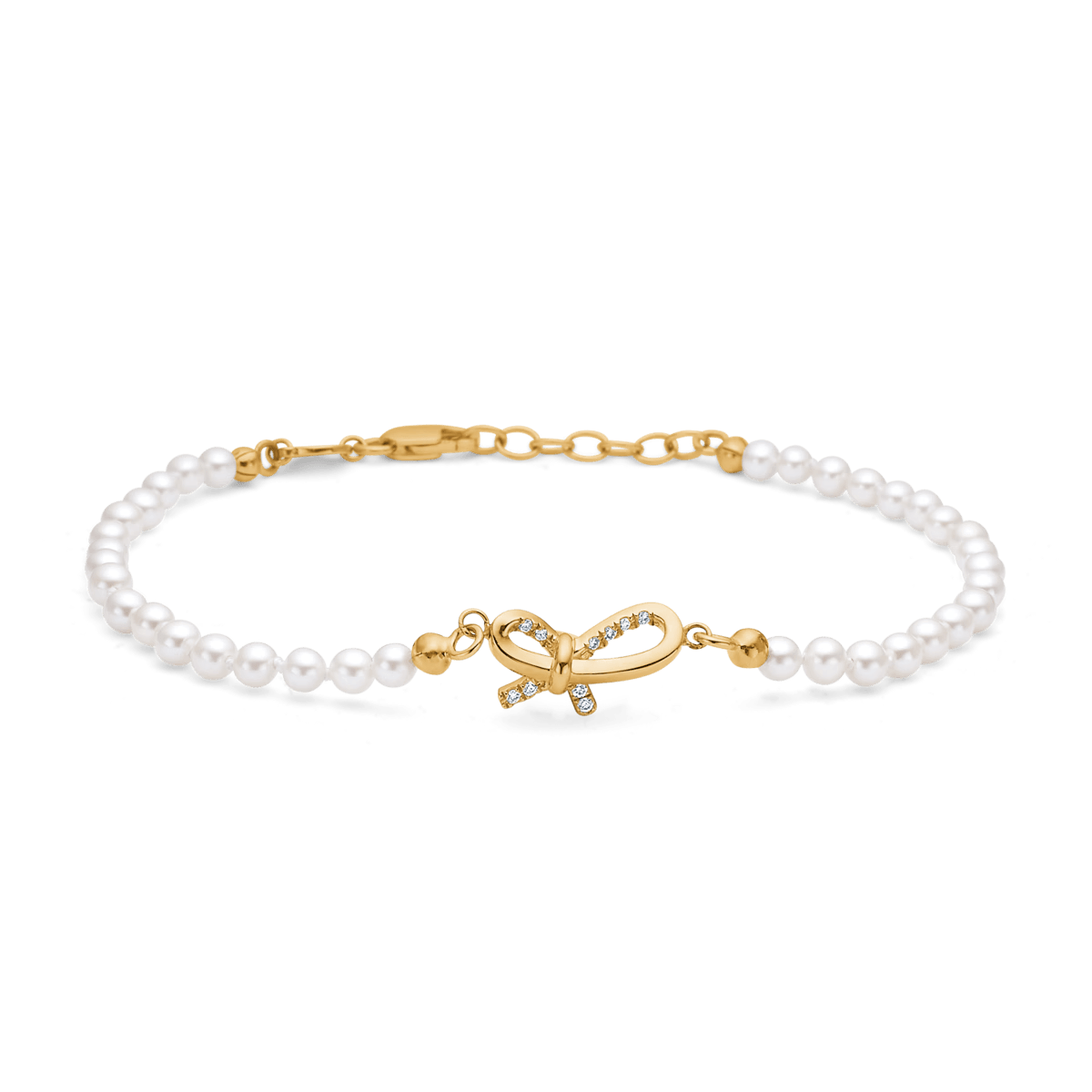Mads Z Miss Butterfly Sløjfe Perlearmbånd - Guld & Diamanter – 1553030