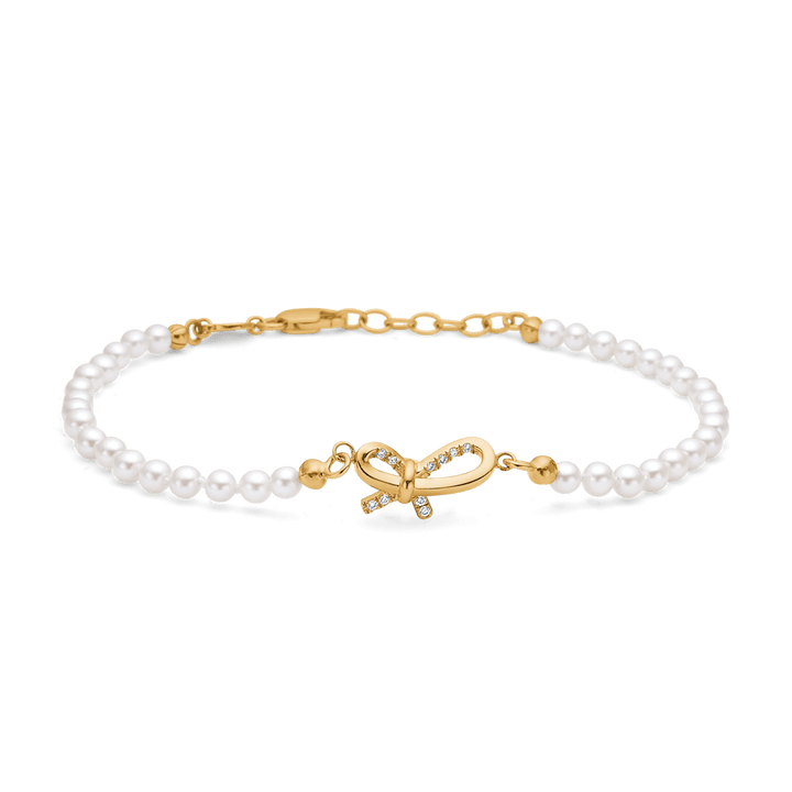 Mads Z Miss Butterfly Sløjfe Perlearmbånd - Guld & Diamanter – 1553030