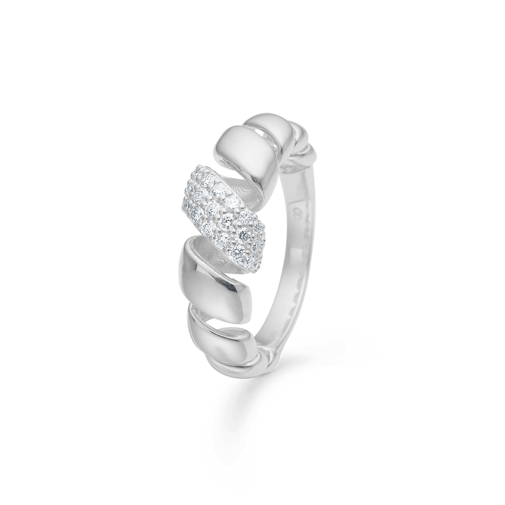 Mads Z Swirl Sølv Ring m. Hvid Topas – 2146159-001