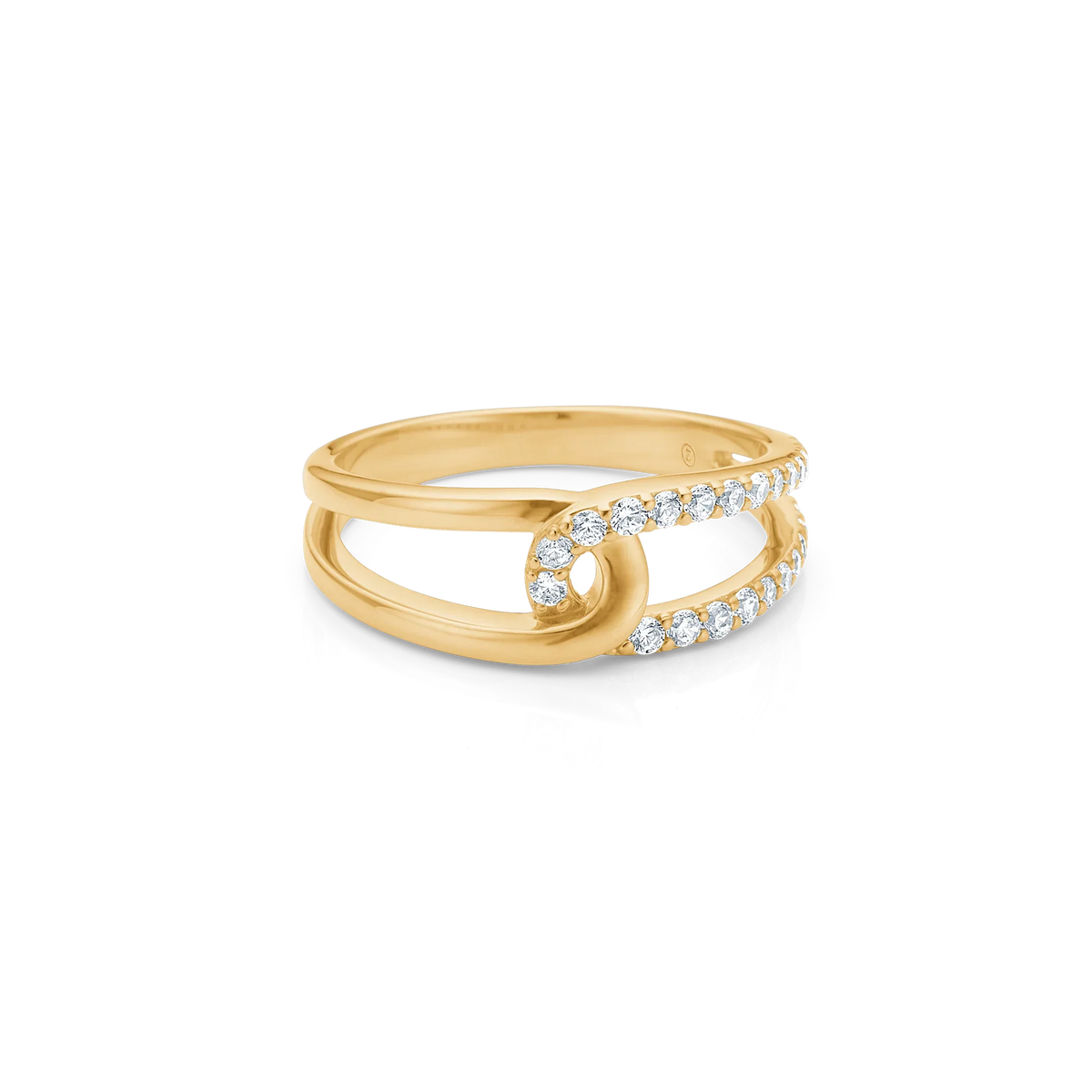 Mads Z Swoosh Ring i 8 karat guld med zirkonia – 3347025-001