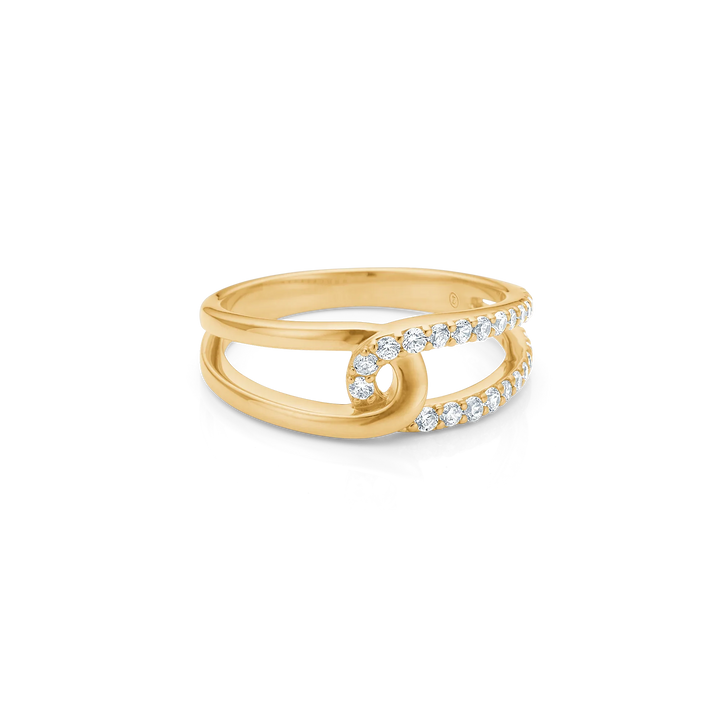 Mads Z Swoosh Ring i 8 karat guld med zirkonia – 3347025-001