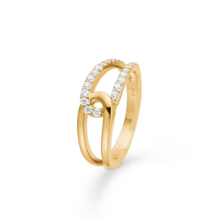 Mads Z Swoosh Ring i 8 karat guld med zirkonia – produktbillede 2