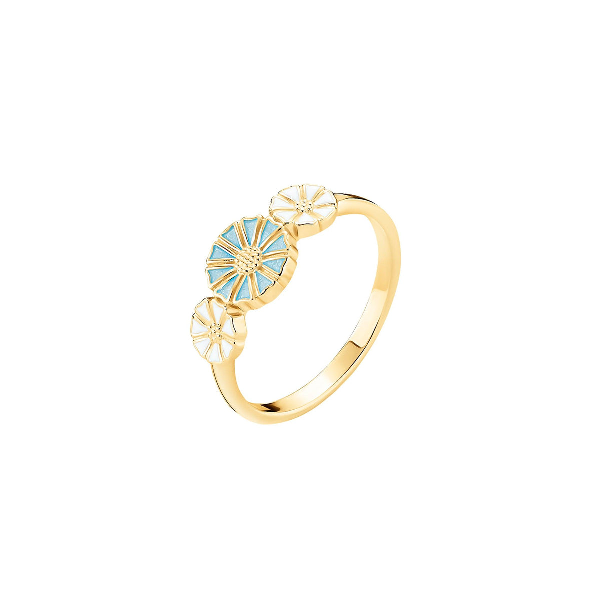 Marguerit Ring m.3 Margueritter - Lyseblå & Hvid – 9075097-LB-001