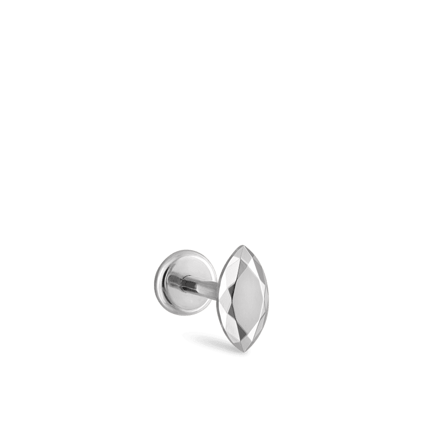 MARIA TASH 14KT Faceted White Gold Marquise Threaded Stud Earring – XMQFC-WG-W55-001