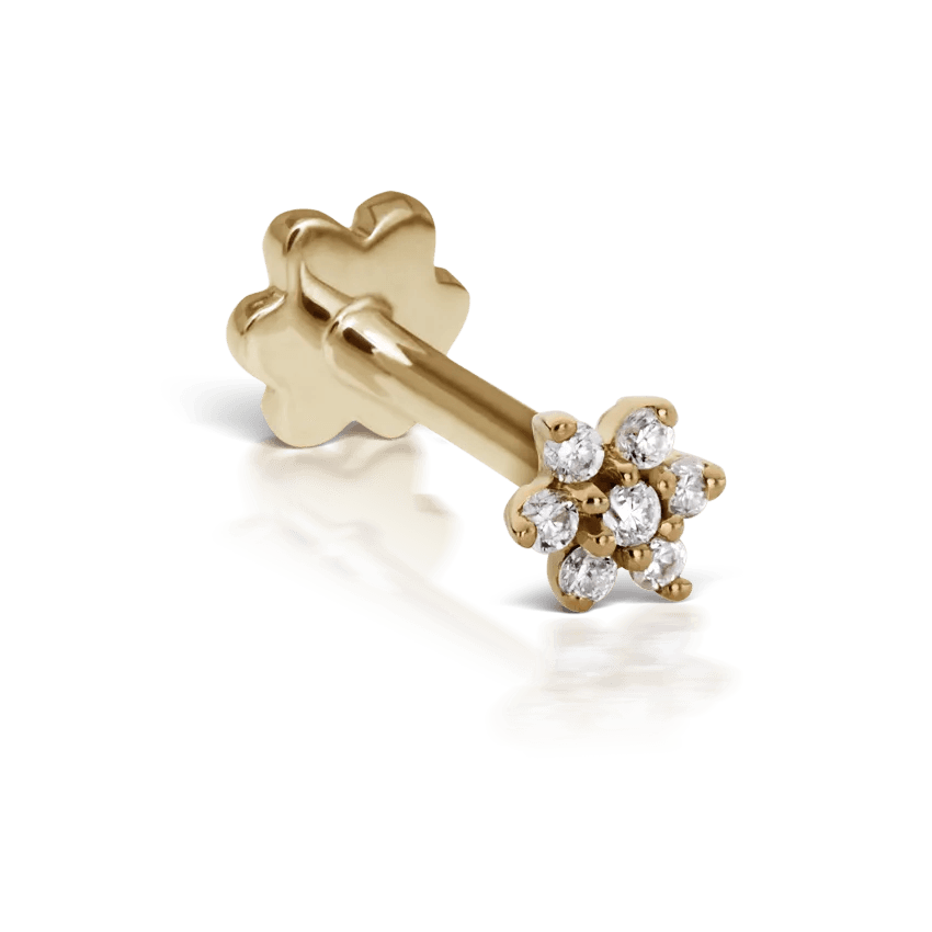 MARIA TASH Diamond Flower Treaded Stud Earring 3mm – XFLD-YG-W3-001
