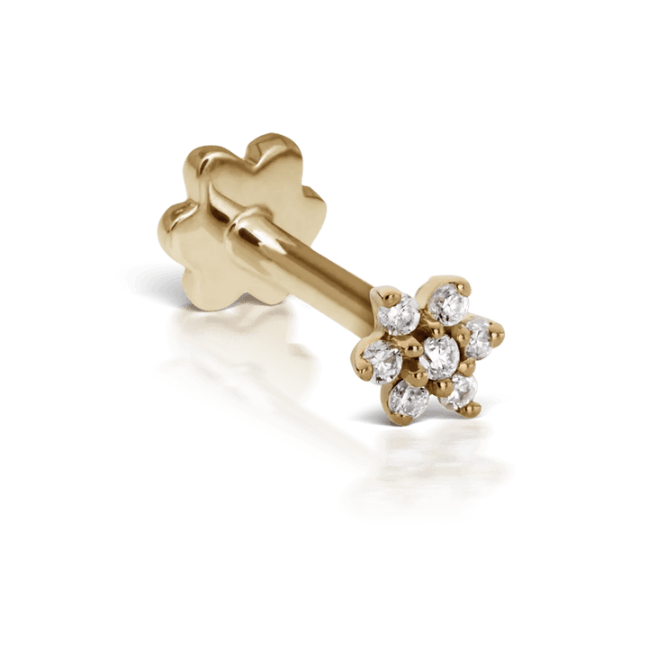 MARIA TASH Diamond Flower Treaded Stud Earring 3mm – XFLD-YG-W3-001