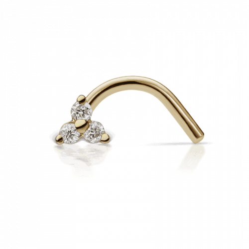 MARIA TASH Næsepiercing 18kt Guld Diamond Trinity – NTRD-YG-W3-NR-001