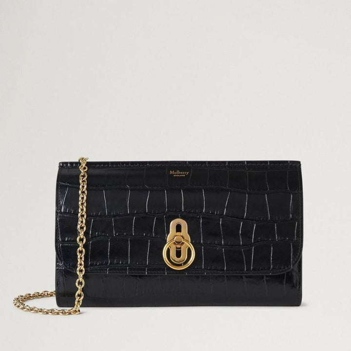 Mulberry Amberley Clutch Black Shiny Small Croc – RL8191/641A100