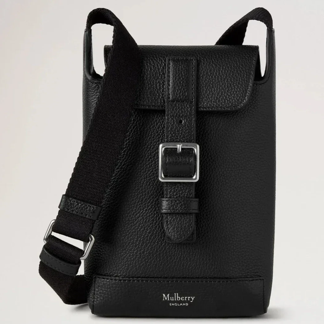 Mulberry Chiltern Phone Pouch Black Small Classic Grain – RL8846/205A100