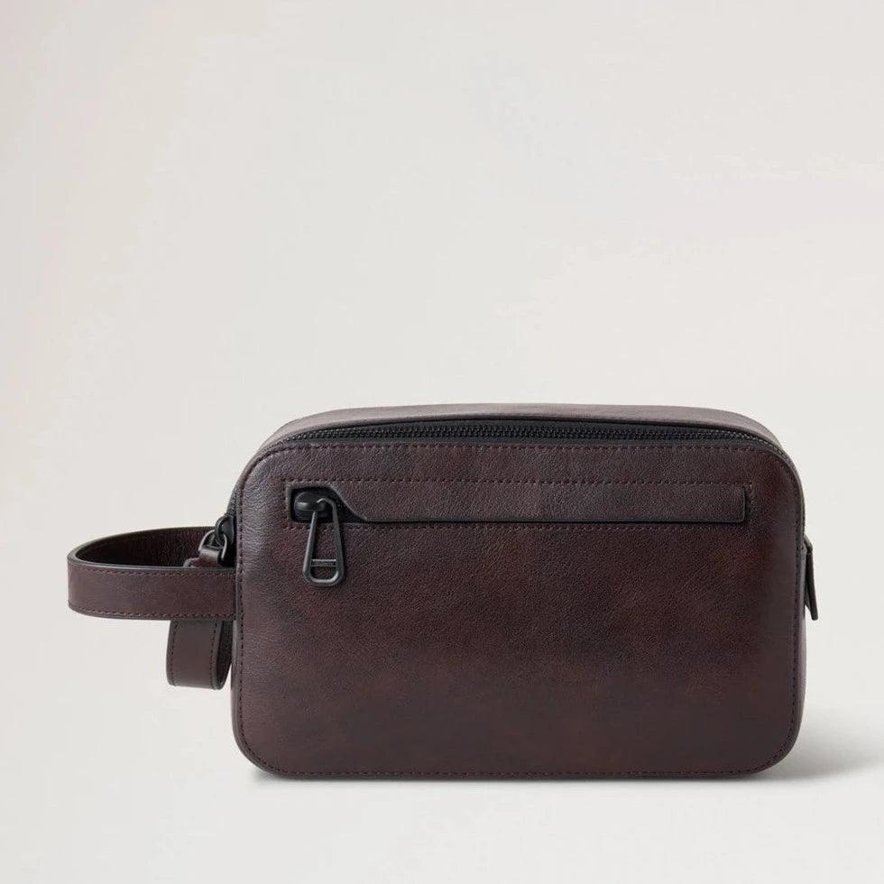 Mulberry Double Zip Wash Case Two Tone Leather Dark Chokolate – RL7941/611E115