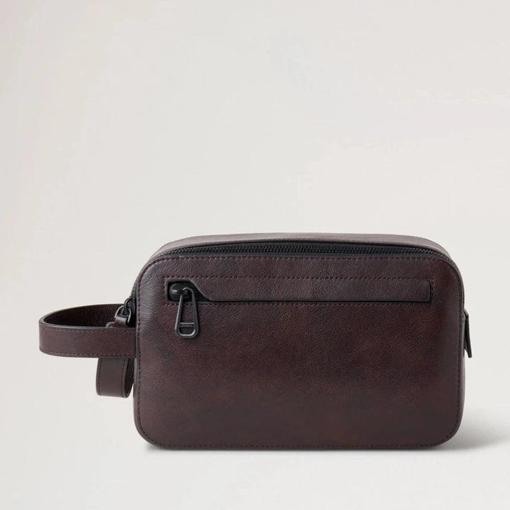 Mulberry Double Zip Wash Case Two Tone Leather Dark Chokolate – RL7941/611E115