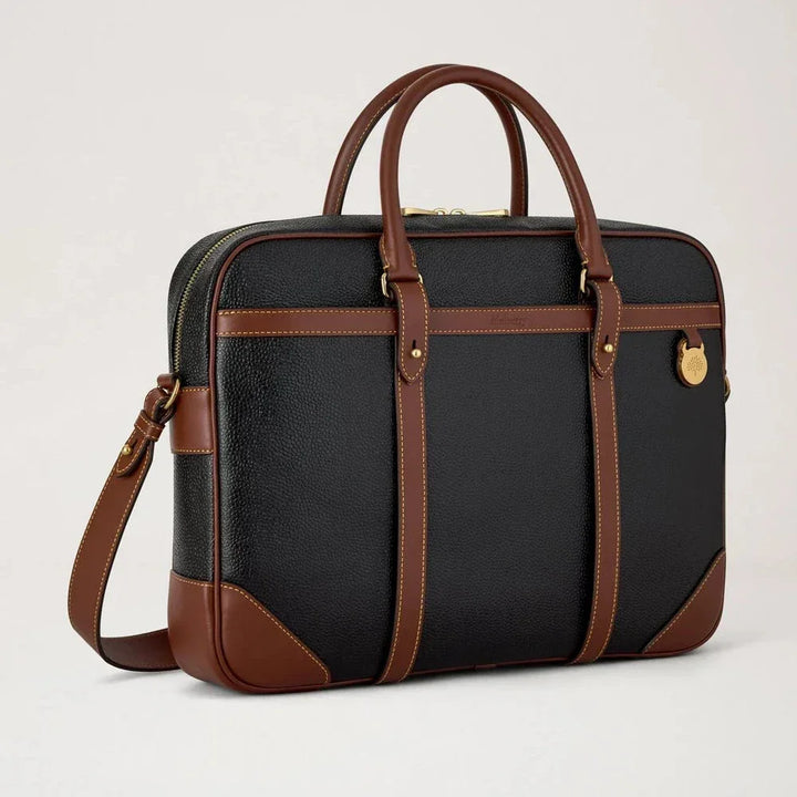 Mulberry Heritage Briefcase Black & Cognac Bio-Based Scotchgrain – produktbillede 2