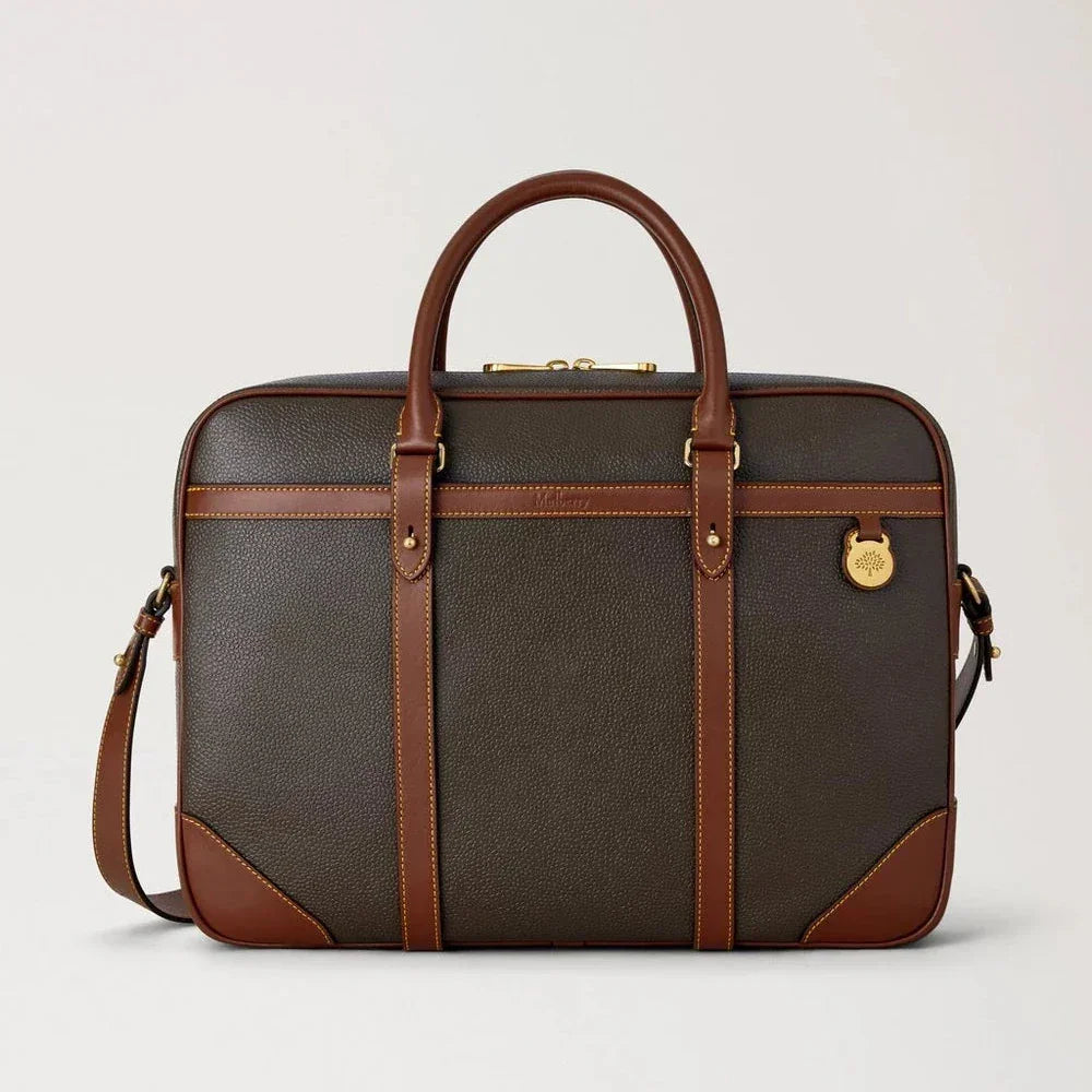 Mulberry Heritage Briefcase Scotchgrain Mole-Cognac – HB5130/127Q330