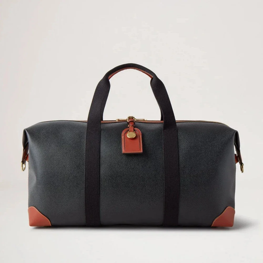 Mulberry Heritage Medium Clipper Black & Cognac Scotchgrain – HL5136/127A340