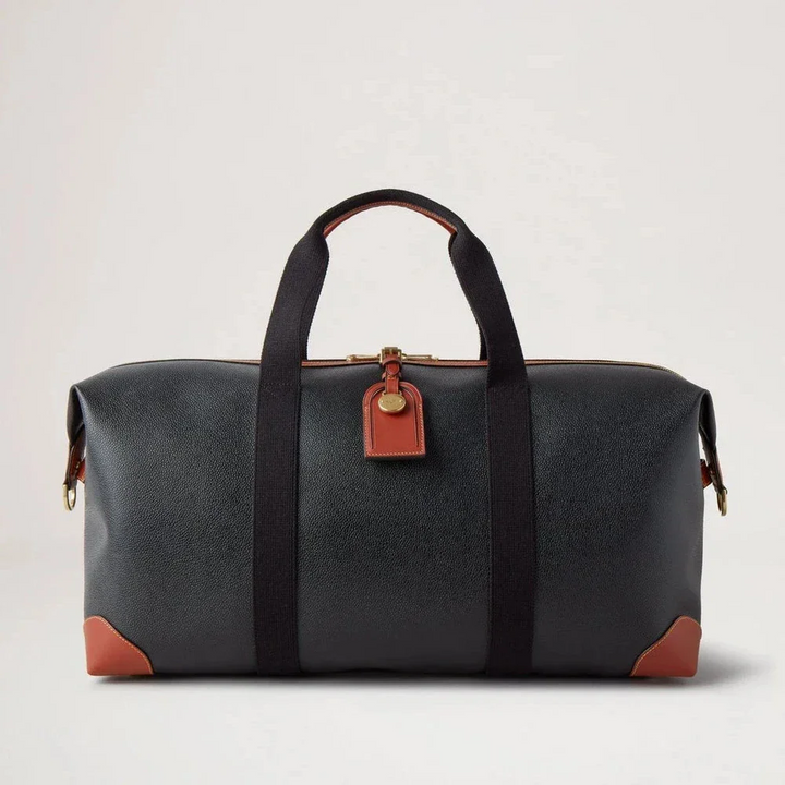 Mulberry Heritage Medium Clipper Black & Cognac Scotchgrain – HL5136/127A340