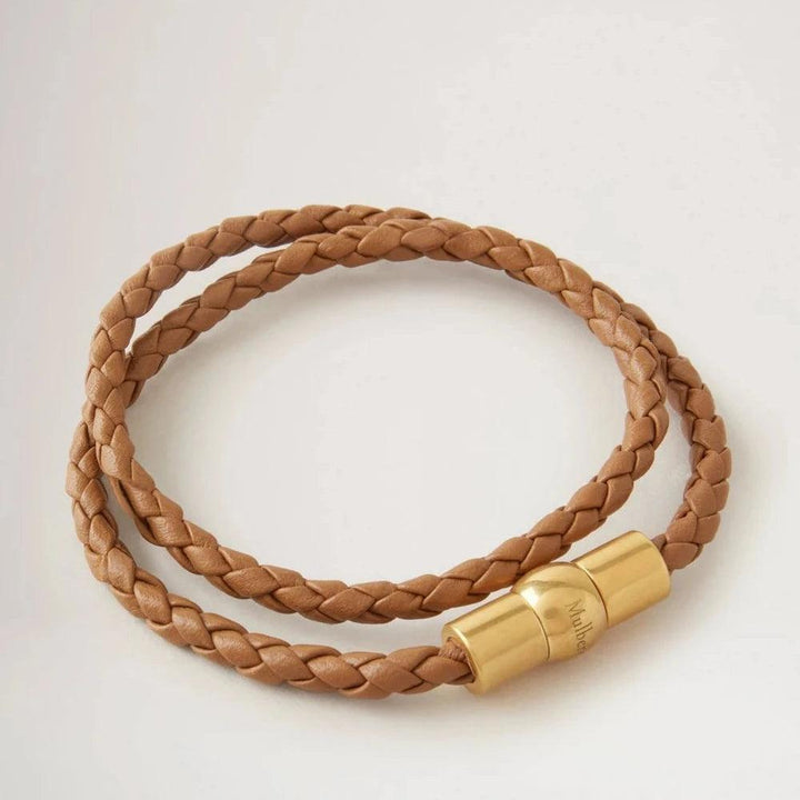 Mulberry Iris Unisex Woven Double Leather Bracelet Teak – QB2384/558F180-001