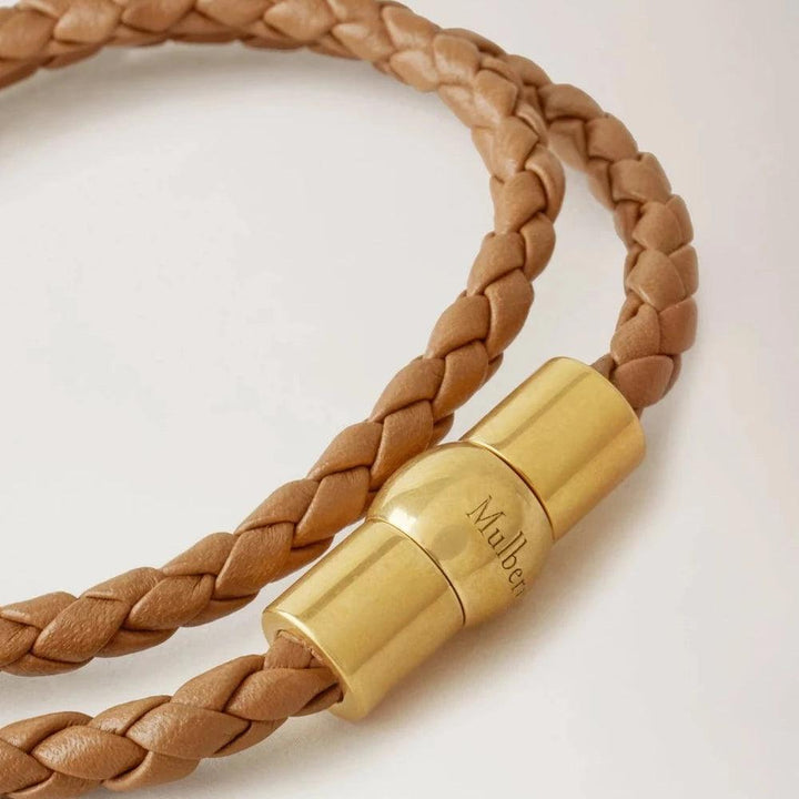 Mulberry Iris Unisex Woven Double Leather Bracelet Teak – produktbillede 2