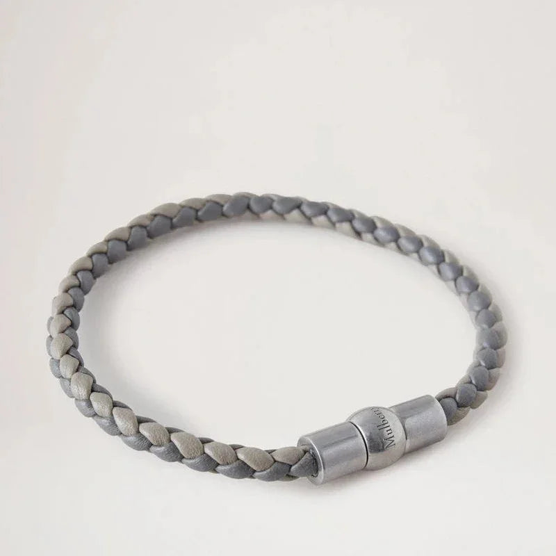 Mulberry Iris Unisex Woven Leather Bracelet Charcoal/Solid Grey – QB2375/736C111-001