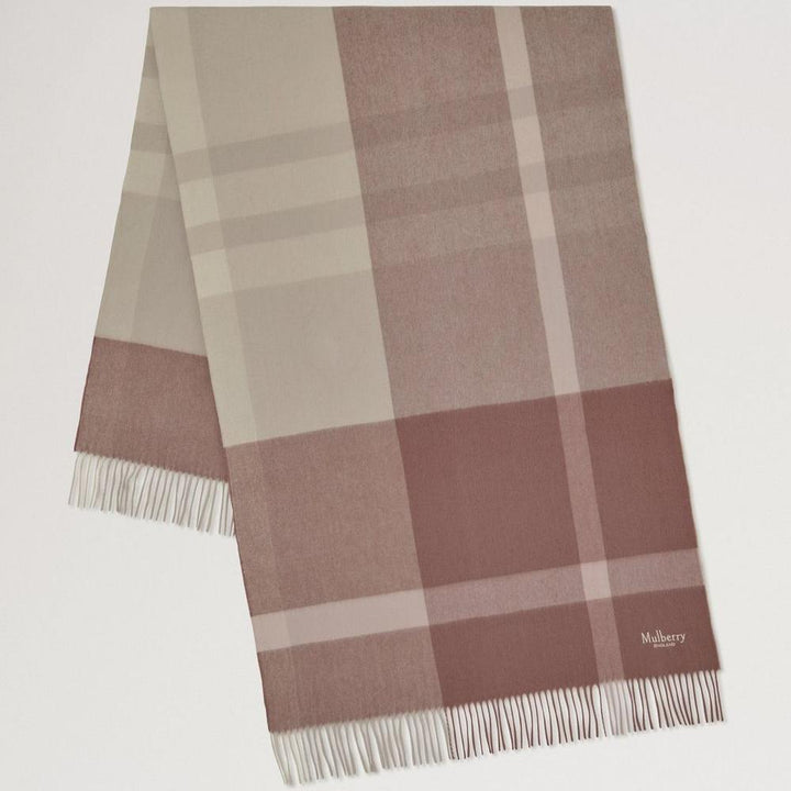 Mulberry Large Check Merino Wool Scarf Autumn Rose & Powder Rose Merino Wool – VS4295/889J645