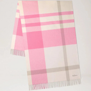Mulberry Large Check -merinovillahuivi Blossom Pink & Geranium Pink 