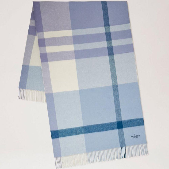 Mulberry Large Check Merino Wool Scarf Poplin Blue-White – VS4295/889U910