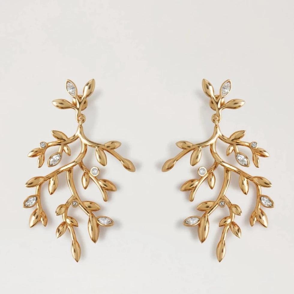 Mulberry Leaf Long Earrings Brass – QE2401/000P140