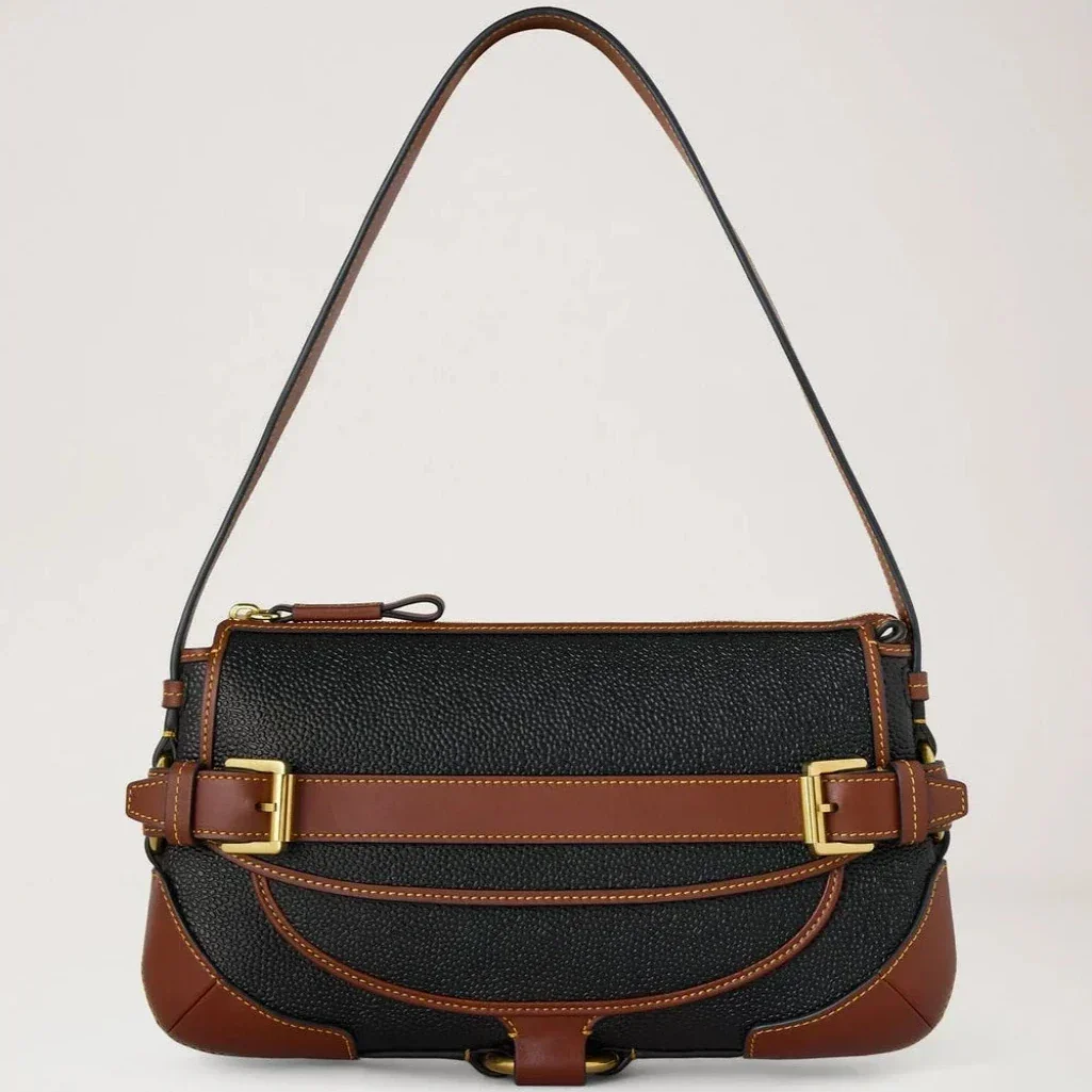 Mulberry Lennox Shoulder Bag Black & Cognac Bio-Based Scotchgrain – HH0015/127A340