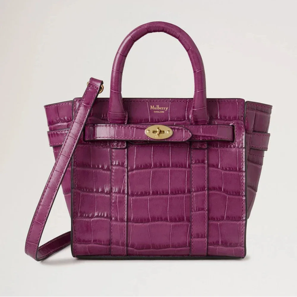 Mulberry Micro Zipped Bayswater Orchid Bloom Shiny Small Croc – RL8691/641J512