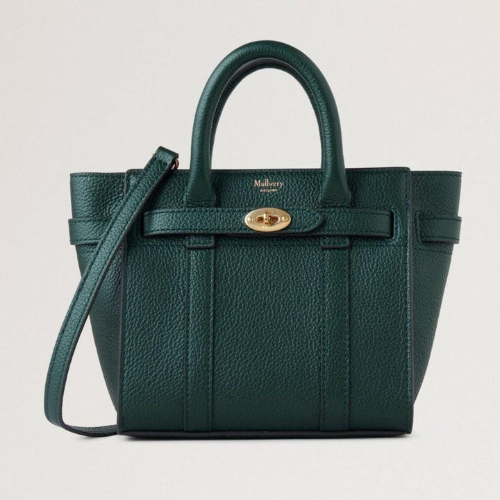 Mulberry MIcro Zipped Bayswater Small Classic Grain Mulberry Green – RL5476/205Q633