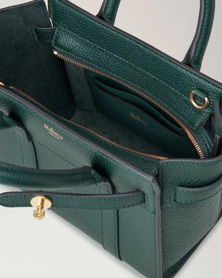 Mulberry MIcro Zipped Bayswater Small Classic Grain Mulberry Green – produktbillede 2