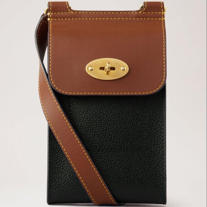 Mulberry Mini Antony Pouch Eco Scotchgrain Black/Cognac – RL7772/127A340