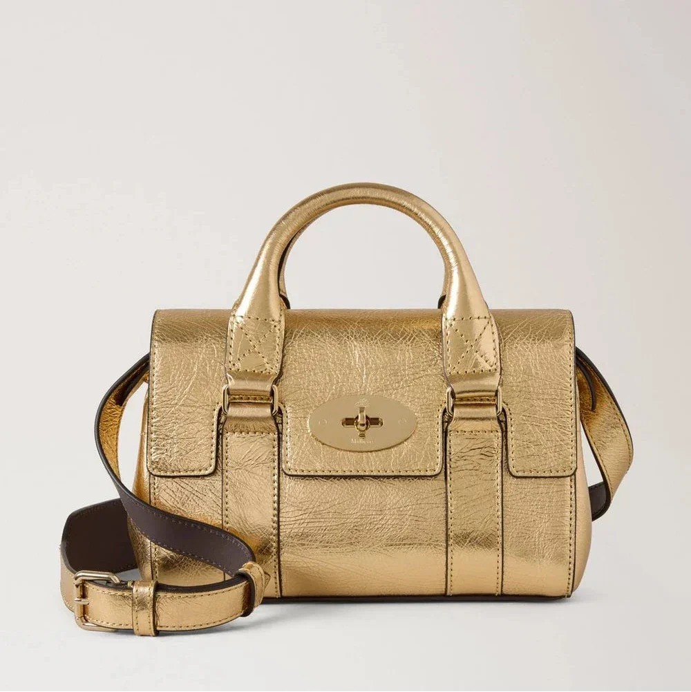 Mulberry Mini Heritage Bayswater Metallic Somerset Gold – RL8918/757Z098