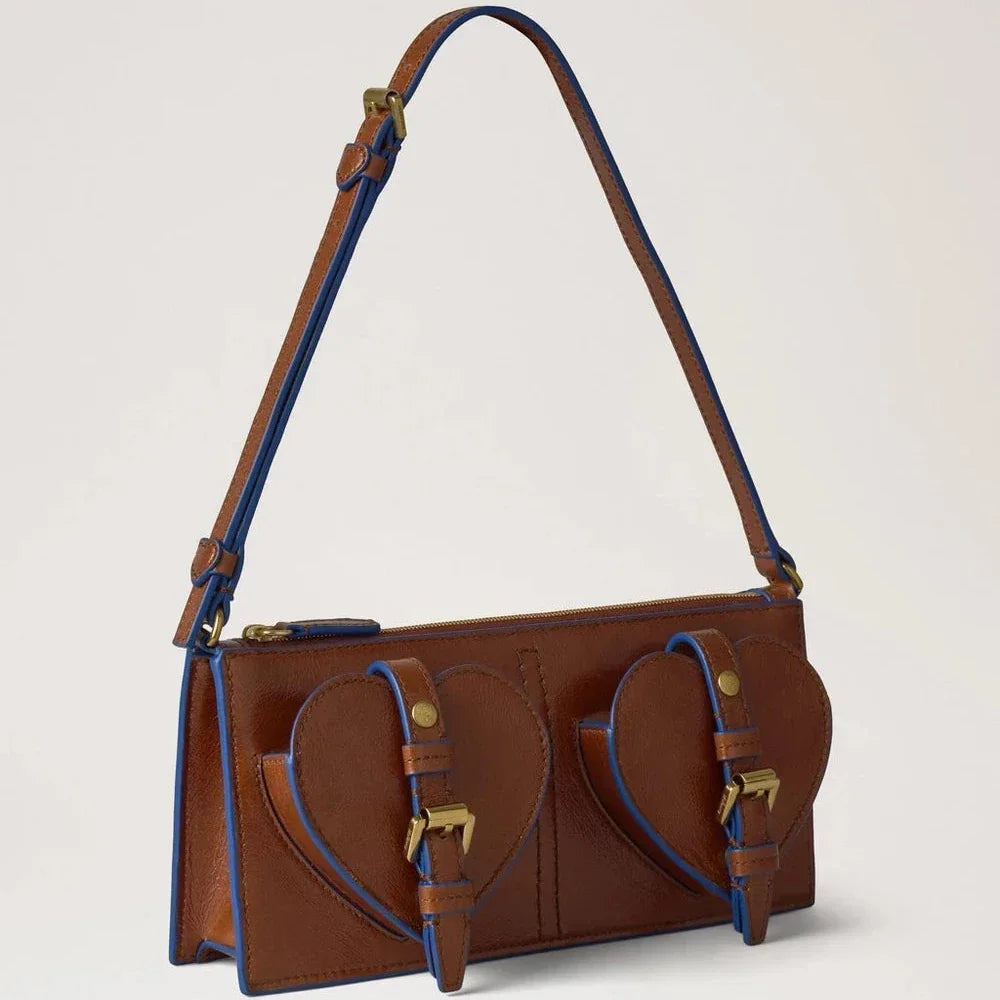 Mulberry Mini Roxanne Shoulder Bag Oak & Pigment Blue Smooth Glossy Leather – RL9002/562G231