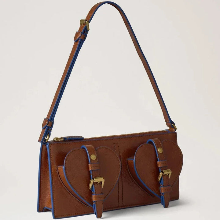 Mulberry Mini Roxanne Shoulder Bag Oak & Pigment Blue Smooth Glossy Leather – RL9002/562G231