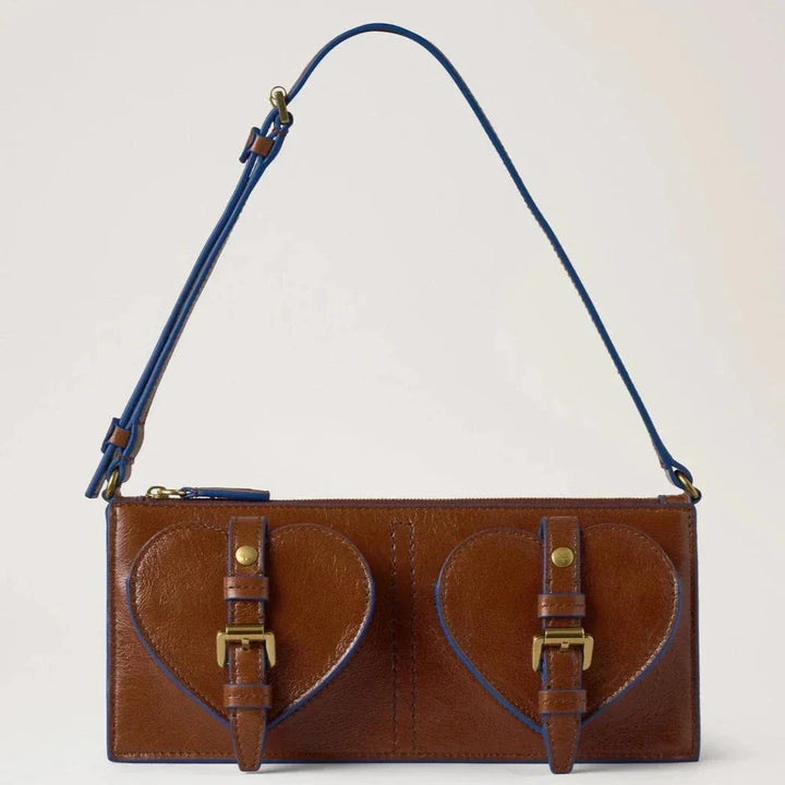 Mulberry Mini Roxanne Shoulder Bag Oak & Pigment Blue Smooth Glossy Leather – produktbillede 2