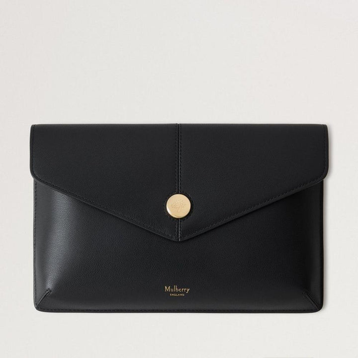 Mulberry Press Stud Envelope Pouch Black Micro Classic Grain – RL8707/587A100