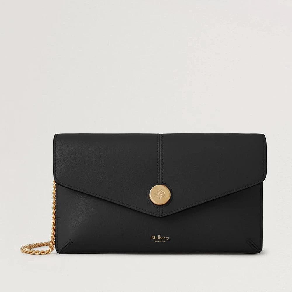 Mulberry Press Stud Pochette on Chain Black Micro Classic Grain – RL8708/587A100